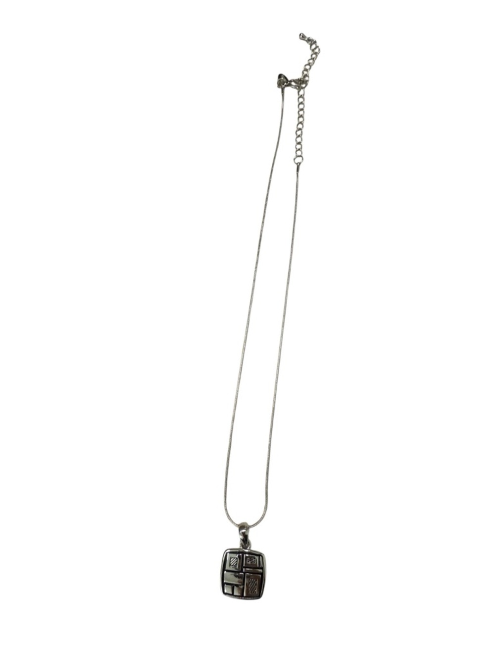 Lia Sophia Silver Textured Square Pendant Necklace